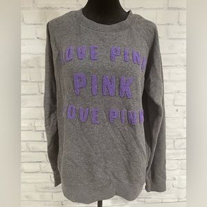 EUC Victoria Secret PINK Women’s Small Gray & Purple Sweatshirt